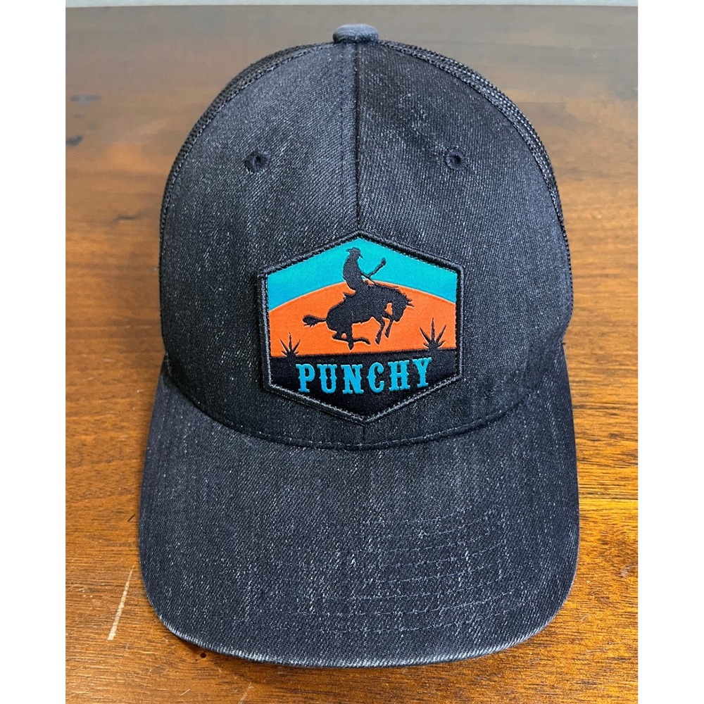 Hooey Punchy Trucker Hat Black Snapback‎ Rodeo Western Cowboy Cap OSFA